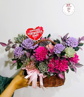 GIỎ SEN ĐÁ HỒNG, TÍM