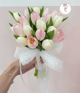 HOA CƯỚI TULIP TRẮNG + HỒNG