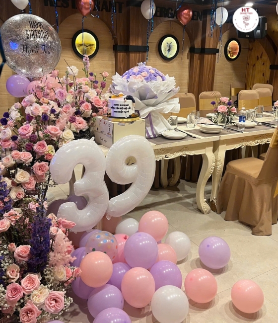 TRANG TRI TIỆC SN TÔNG HỒNG TÍM
